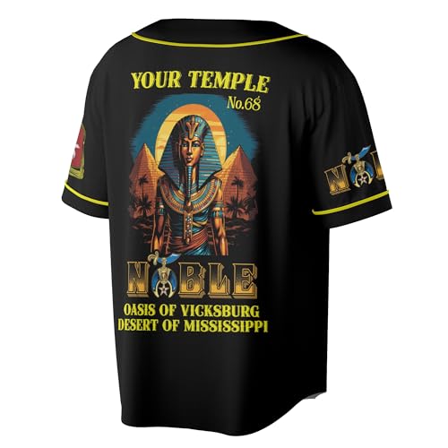 Custom King of The Desert Shriner Nobles Mystic Ancient Style AEAONMS Jersey de béisbol 3D Talla XX-Large miniatura 3
