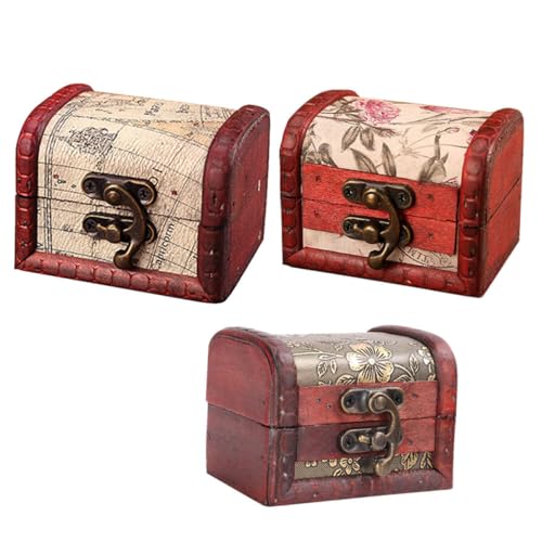 Toyvian 3pcs Wooden Candy Box Vintage Box Retro Style Plywood Practical Presentation Elegant Creative Design for Birthday and Valentine's Day Assorted style