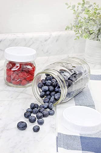Cornucopia Two Dozen Wide Mouth Plastic Mason Jar Lids (24-Pack Bundle); 2 Dozen Unlined White Ribbed Lids, 86-450 Size #TOP5