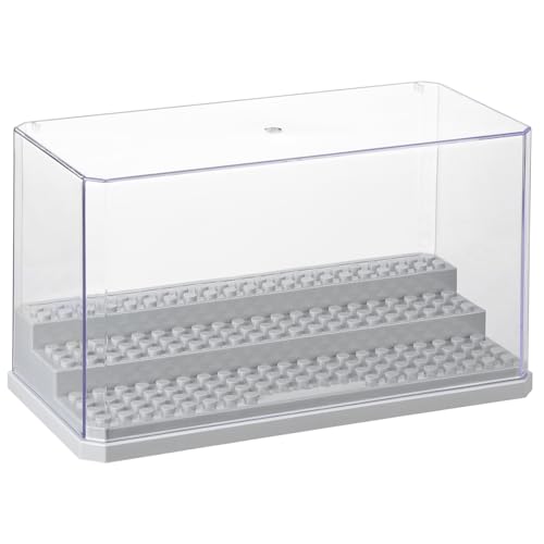 HOTUT Mini Vitrina de Figuras, Vitrina para Figuras Acrílico de Construcción a Prueba de Polvo para Juguetes, Almacenaje en Casa, Coleccionables, Base Gris (3 Layer)