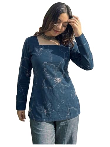 Image of ANNI Designer Cotton Short Kurti for Women | Stylish Kurti | Short Kurti Top | Casual Kurta for Women | Comfortable Cotton Kurtis for Womens