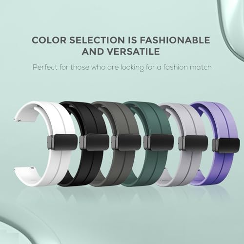 Image of GameSir 22mm Smartwatch Strap | Soft Silicone Magnetic Lock Replacement Band Compatible with Noise ColorFit & All 22mm Lug Watches | Flexible, Sweatproof & Fashion Design Strap (Green)