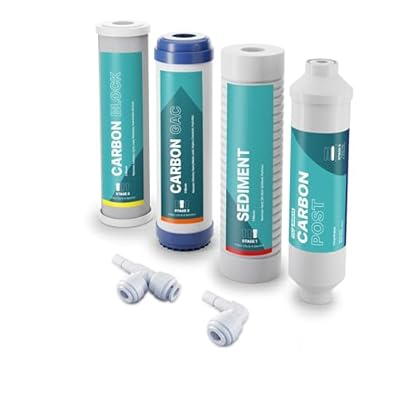 NU Aqua Reverse Osmosis Water Filter System Replacement Set - 4 Stage Under Sink Kit - Includes Sediment, Carbon Filters, Parts & Fittings - Universal Undersink RO Filtration Cartridge Pack