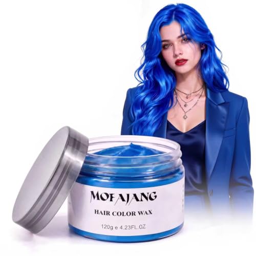 Temporary Blue Hair Color Wax, Washable Temporary Hair Dye for Kids Adults