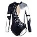 Freebily Body da Ginnastica Artistica Bambina Metallico Leotards Vestito da Balletto con Strass Body da Pattinaggio Abito da Ballo Latino Jazz Danza Moderna Performance Argento 11-12 Anni