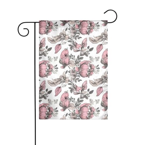YYHHAOFA Mât de drapeau de jardin imprimé fleurs de bégonia en fleurs - Décoration extérieure - Double face - 30,5 x 45,7 cm