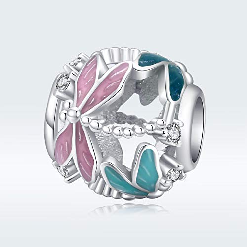 Pink Glass Bead Cat Charm 925 Sterling Silver Birthday Charms Bird Mermaid Unicorn Animal Charm For Women Bracelets2