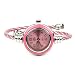 Womens Silver Classic Twisted Band Bracelet Round Wrist Watch Pink
