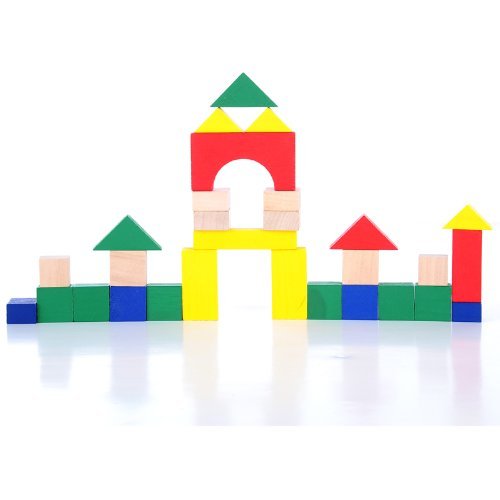 Buy Colorful Diy Wooden Building Blocks For Kids (48 Pieces) Online at
