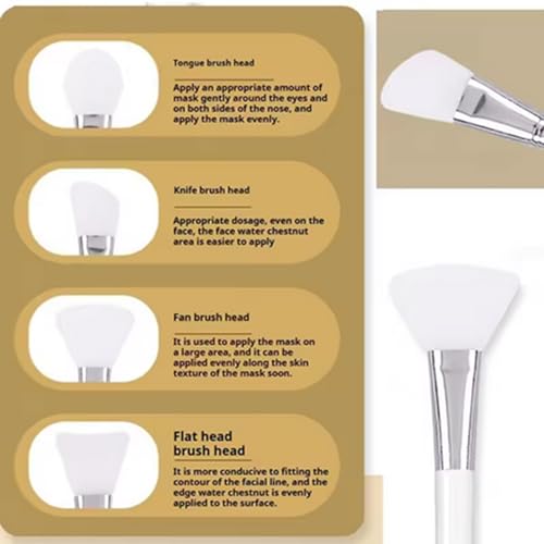 Professional Facial Mask Brush Set, White Silicone Applicator Brushes with Soft Flexible Heads for Face Masks, 4 Pack Multi-Style Makeup Tools - Image 4