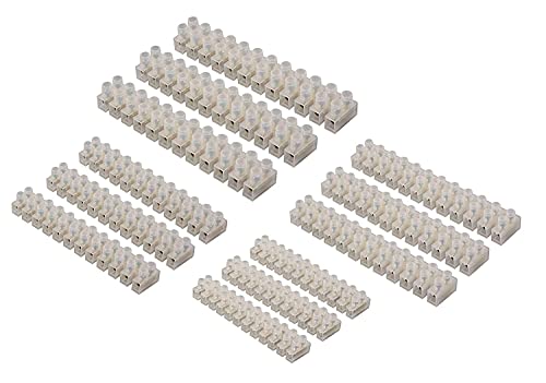 GTSE 12 Pack of Electrical Connector Blocks, 3A, 5A, 10A, 15A, 12 Way White Terminal Block Electrical Connector Strips