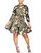 MESLIMA Women's Fashion Camouflage Dress Round Neck Long Sleeve Partywear Hem Cake Dress Green, 2XL
