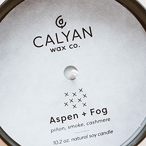 Calyan Wax Soy Wax Candle, Aspen & Fog Scented Candle For The Home | Premium Candle With Essential Oils | 10.2 Oz 75 Hour Burn Time | Soy Candle In Matte Black Jar Gift For Men #TOP6