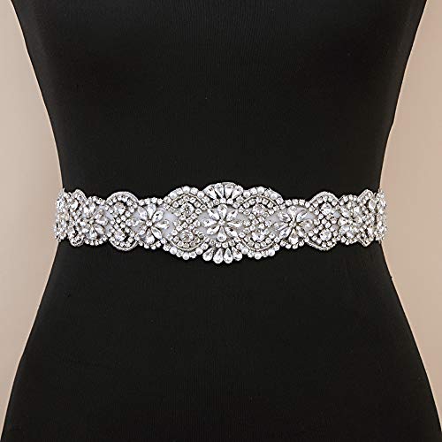 Azaleas Women's Crystal Wedding Belt Sashes Bridal Sash Belt for Wedding (Off-White) - Thumbnail 7