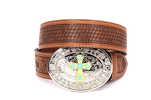 West Star Cowboy Tooled Leather Plain Belt Suit Casual Daily Everyday Dress Belt 2 Inches Width