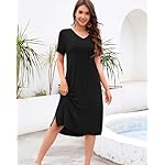 VOBCTY Women's Casual Short Sleeve Tshirt Dress Summer Side Split Loose V Neck Dresses - Image 5