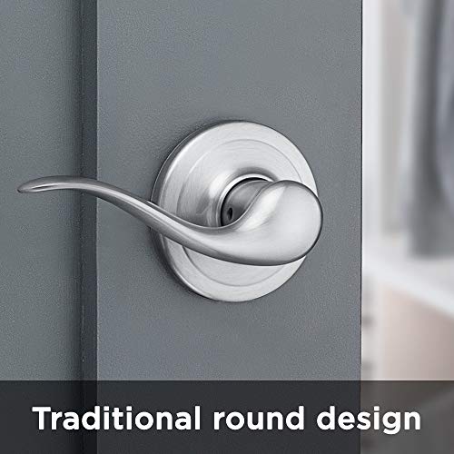 Image of Kwikset Tustin Passage Door Lever, Non-Locking Stylish Door Handle for Interior Hallway and Closet Doors, Reversible Design for Easy Install, in Satin Chrome (Pack of 2)