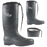 PEAK VALLEY MENS THERMAL FUR LINED WELLINGTON BOOTS TIE TOP WATERPROOF WARM SLIP RESISTANT WINTER GRIP SOLE WELLIES SHOES MUCKER (GREEN, UK Footwear Size System, Adult, Men, Numeric, Medium, 11)