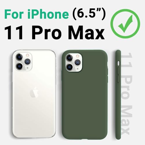 Image of DIZORO Microfiber Candy Case Compatible for iPhone 11 Pro Max 6.5 inch, Shockproof Slim Back Cover Liquid Silicone Case - Pine Green