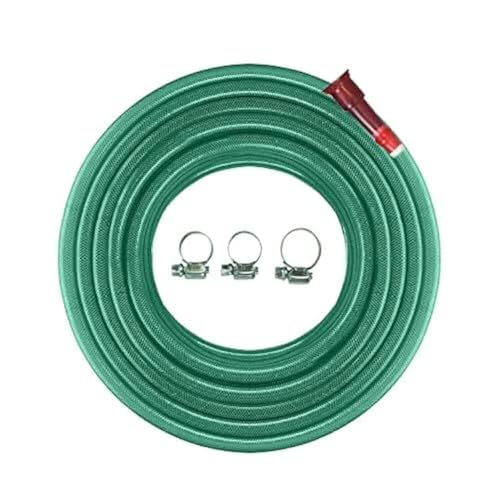 Image of Cinagro 10 Meter 0.5 inch Heavy Duty 3 Layered Braided PVC Garden Hose Pipe with Tap Adapter & 3 Clamps, Water hosePipe for Garden, Car Washing, Garden Pipe for Home (32.8 feet, Green) | With Tap Adapter, 3 Clamps, Heavy Duty, Flexible, Car Wash, Garden Watering