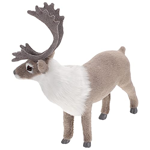 BESPORTBLE 1 Stück Simulation Deer Ornament, Lebensechte Elk Verzierung, Weihnachts-Tierschmuck, Weihnachtsdeko für Zuhause, Grau, 20 cm weihanchten elch Figur Weihnachten elch plüsch weihnachtselch