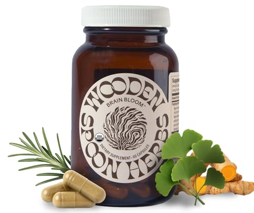 Wooden Spoon Herbs Brain Bloom | USDA Certified Organic Brain Supplement for Memory & Focus | 8 Herb...