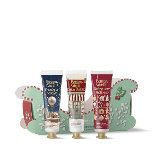 Bottega Verde - Cofanetto Regalo XMas Mix Creme Mani, 3 Creme Mani da 30 ml, Favola di Natale, Dolce Felicità e Delizie Sotto l’Albero, Nutriente, Protettivo, Idea Regalo