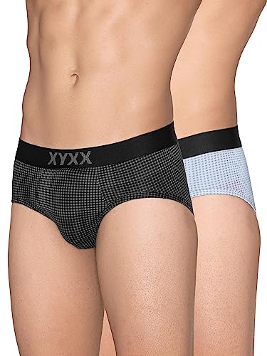 Image of XYXX Men's Blox Tencel Micromodal Regular Fit Printed Antimicrobial Briefs with No Marks Waistband (Pack of 2)