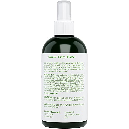 Pure Natural Aloe Vera Mist Setting Spray And Face Toner - Soothing Natural Facial Mist For Sunburn Relief And Acne With Witch Hazel Extract And Manuka Honey - Hydrates And Moisturizes Skin And Hair #TOP1