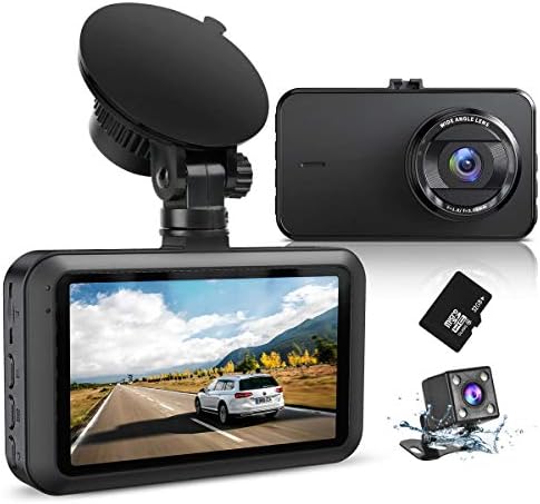 Dash Cam Front and Rear with SD Card FHD 1080P 3IPS Screen Dual Camera Dash Cams DVR Car Driving Recorder 170°Wide Angle HDR Dashboard Camera Night Vision Parking Mode Motion Detection Loop Recording