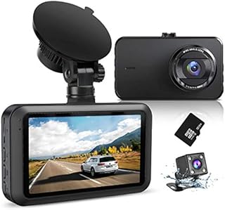 Dash Cam Front and Rear with SD Card FHD 1080P 3IPS Screen Dual Camera Dash Cams DVR Car Driving Recorder 170°Wide Angle HDR Dashboard Camera Night Vision Parking Mode Motion Detection Loop Recording