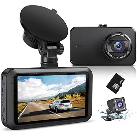 Dash Cam Front and Rear with SD Card FHD 1080P 3”IPS Screen Dual Camera Dash Cams DVR Car Driving Recorder 170°Wide Angle HDR Dashboard Camera Night Vision Parking Mode Motion Detection Loop Recording Cover