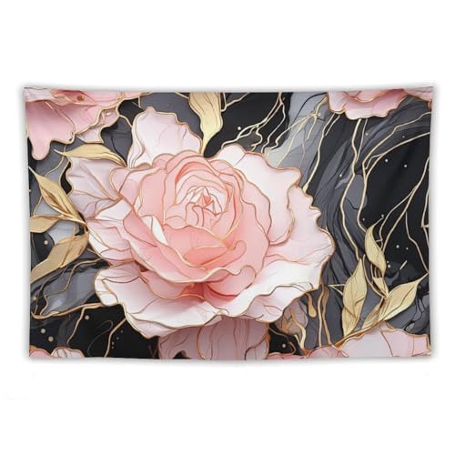 DELIBEST Arazzo da parete con petali di rose, arazzo da parete ibrido con rose tea rose, decorazione da parete per camera da letto, soggiorno, dormitorio, 152,4 x 228,6 cm