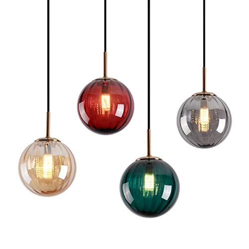 Suspension G9 boule en verre coloré pour chevet et chambre nordique