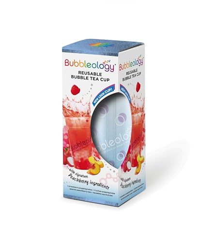 Bubbleology Peachberry Bubble Tea Set | Reusable Cup Popping Boba & Syrups | DIY Bubble Tea Kit | Bubble Tea Gift