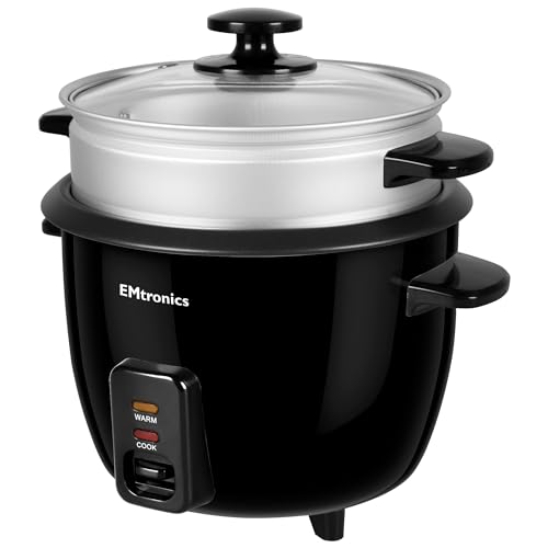 EMtronics EMRCBL1 Rice Cooker 1 Litre with Automatic Cooking and Warmer Function with Removable Non-Stick Bowl, Measuring Cup and Spatula 400W - Black - Image 4