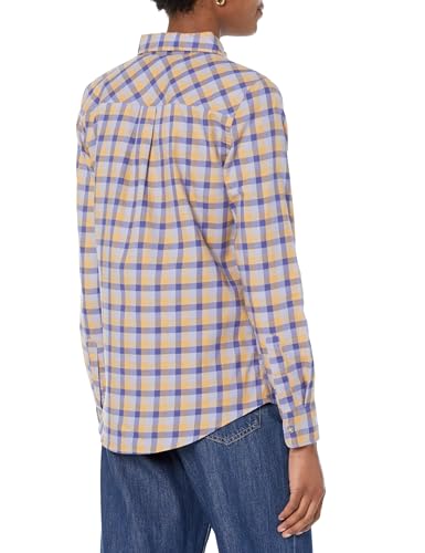 Image of Amazon Essentials Women's Regular-Fit Long-Sleeve Lightweight Plaid Flannel Shirt with Brushed Finish, Shirttail Hem