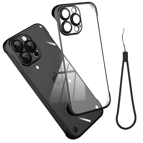 Coque transparente galvanisée noire iPhone 16 Pro Max rigide sans bord protectrice