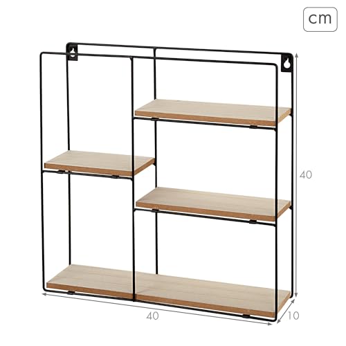 Miniatura 3 de Aktive Max Home Estantería De Pared, 40x40x10 Cm, Máximo 4 Kg, Con 4 Baldas Madera, Estructura Metálica Negra, Estilo Industrial, Decorativo, Salón, Dormitorio, Entrada, Minimalista 18465