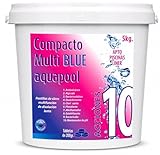 Compacto 10 ACCIONES AQUAPOOL (200 GR) - Pastillas de Cloro multifunción - Disolución Lenta - Apto Piscinas Liner (5 KG)