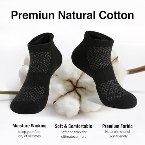 Cooplus Mens Cotton Socks Ankle Athletic Cushion Running Socks For Men Moisture Wicking Breathable 6 Pairs thumb #3