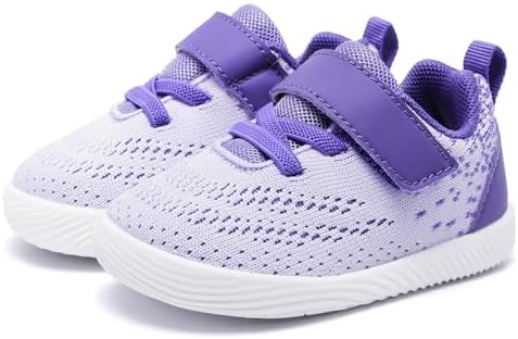 MORENDL Baby Barefoot Shoes Toddler Sneakers Boys & Girls Walking Shoes Infant Sock Shoes Tennis Running Slip On Shoes Purple White