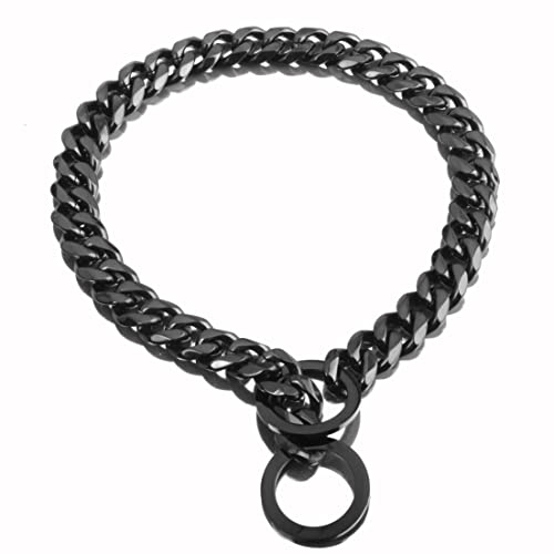 Collier pour chien noir maillons cubains : la solution anti-traction et durable