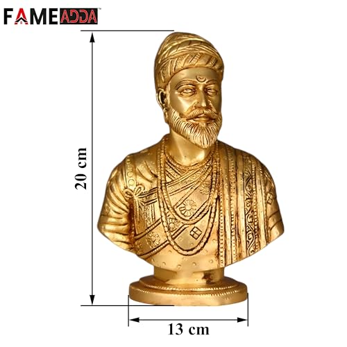 Image of Resin Chhatrapati Shivaji Maharaj Statue Perfect for Home Decor /Office Decorative /Shivaji Maharaj Figurine for Table Top Decoration /Antique Gift Ideas /Car Dashboard Decor-Pack of 1(Golden)