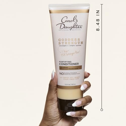 Carol's Daughter Goddess Strength Fortifying Conditioner For Wavy, Coily and Curly Hair, Sulfate Free Conditioner with Castor Oil for Weak Hair, 11 Fl Oz