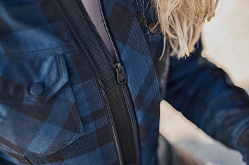 Shima Renegade Lady 2 Motorcycle Shirt For Women - Armored Plaid Biker Flannel Jacket With Fiberql - Aramid And Cooling Layer, Ce Back, Shoulder, Elbow Protectors, Zipper And Snap Closure (Black, Xl) #TOP6