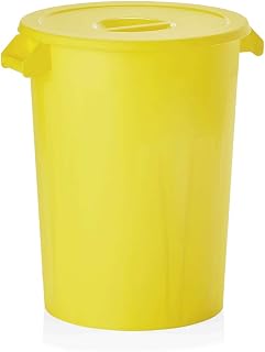 WAS 9217 113 Xtra - Recipiente con tapa (polipropileno, 67 cm de altura, 51,5 cm de diámetro, 100 L), color amarillo