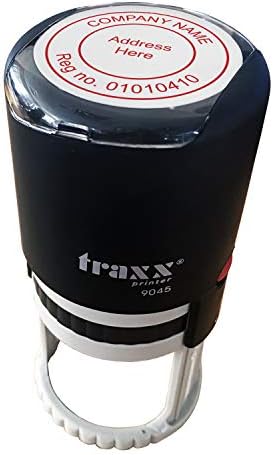 Traxx 9045 Company Custom Made Circular Self Inking Stamp - Large Size 45mm x 45mm Professional Business Rubber Stamp in Black Ink