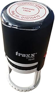 Traxx 9045 Company Custom Made Circular Self Inking Stamp - Large Size 45mm x 45mm Professional Business Rubber Stamp in Black Ink