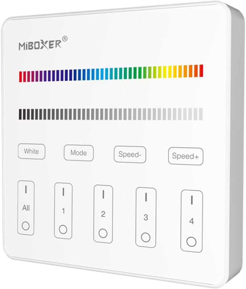 LGIDTECH B3 Wireless 4 Zones RGB/RGBW Wall Mounted Smart Panel Controller Powered by AAA Battery(Excluded).Only Work with RGBW Series LED Light Bulb,Strip Controller FUT037 FUT038